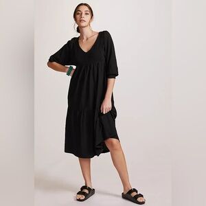 NATION Ltd Black Rona Smocked Mid Dress Sz S